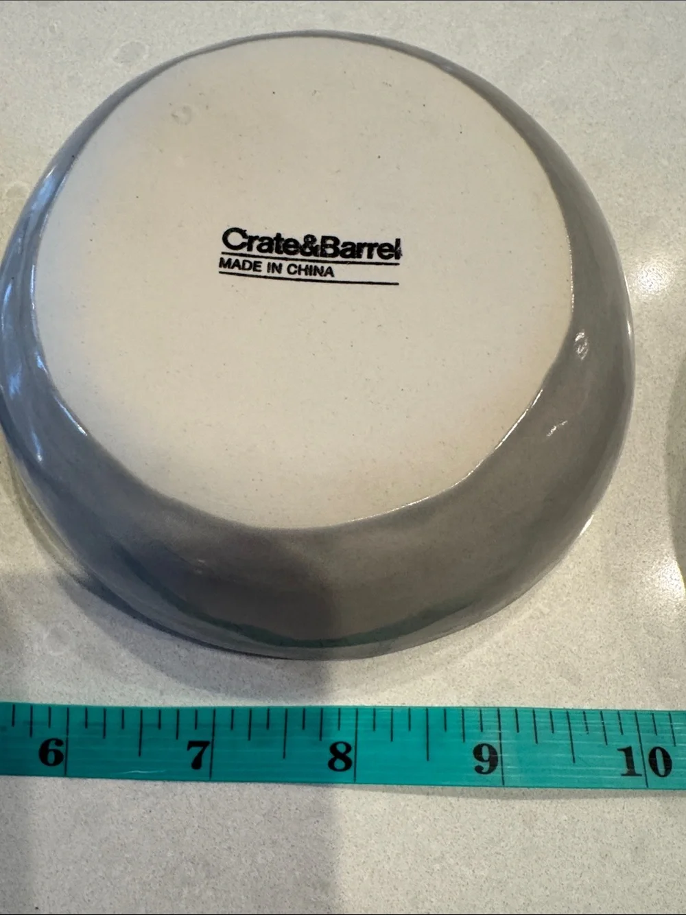 Crate&Barrel Light Gray Ceramic 2 Bowls and 1 Saucer Set